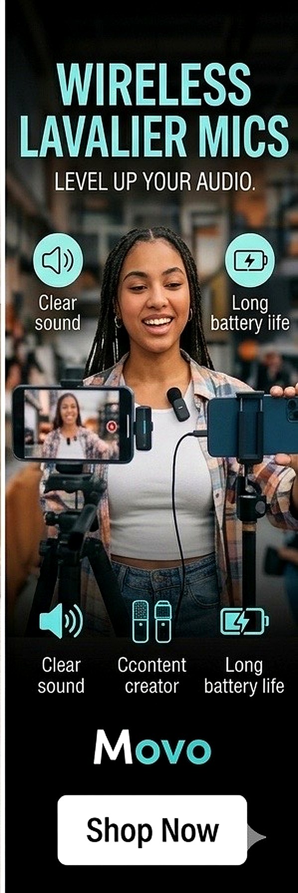 Movo wireless lavalier mics ad creative